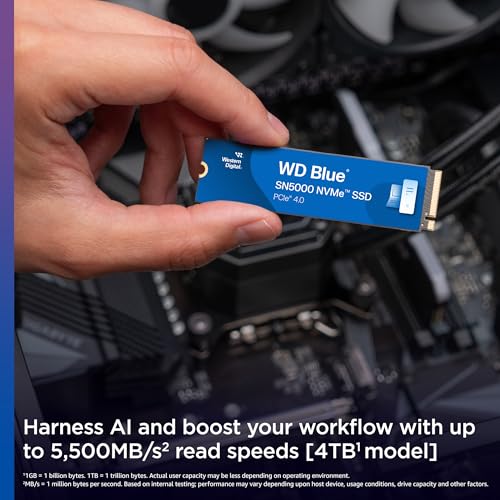 Western Digital 1TB WDS100T4B0E NVMe Solid State Drive SSD - PCIe 4.0, M.2 2280, 5150 MB/s Read Speed, 4900 MB/s Write Speed