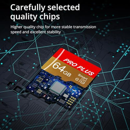 Yicunxin 64GB Red Gold 64GB Class 10 Micro SD Memory Card