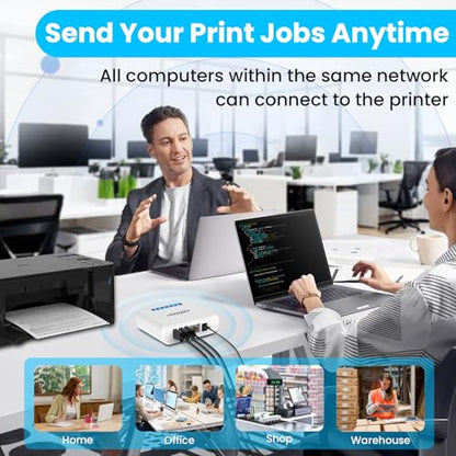xiiaozet 3.94 x 2.76 x 1.18 inches LK300EW Network USB Print Server