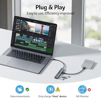Acer 5 Ports ODK4L0 USB C Hub, 10Gbps Data Transfer, USB Type C, Grey, Aluminum Housing