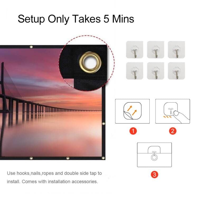 lejiada 100-inch PH-3M3U-C4ZJ Manual Projector Screen 160 Viewing Angle Glossy Polyester Wall Mount