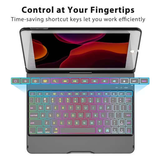 MMK 9.7" Case with Keyboard for iPad 5th Gen (A1822 A1823), iPad 6th Gen (A1954 A1893), iPad Air (A1474 A1475 A1476, A1566 A1567), iPad Pro (A1673 A1674 A1675) - Bluetooth, QWERTY, Backlit