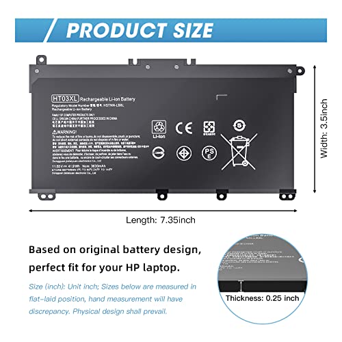 FUTUROSP 3-Cell 3630mAh HT03XL Li-Ion 11.55V Battery