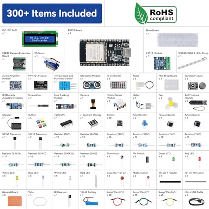 SunFounder ESP32 Ultimate Starter Kit 320+ Components Bluetooth Compatible with Linux