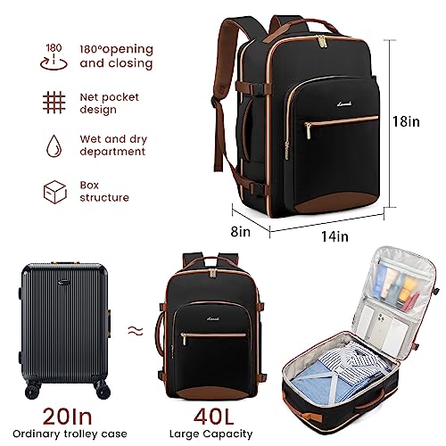 LOVEVOOK 40L Black-brown Laptop Backpack LK2141-18M
