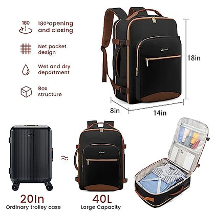 LOVEVOOK 40L Black-brown Laptop Backpack LK2141-18M