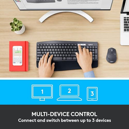 Logitech MK850 Performance Wireless Keyboard and Mouse Combo, Model 920-013269, Graphite, USB & Bluetooth, Ergonomic Design