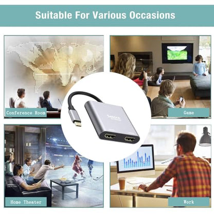 Selore&S-Global USB C to Dual HDMI Adapter UC703 4K @60Hz HDMI 2 Ports