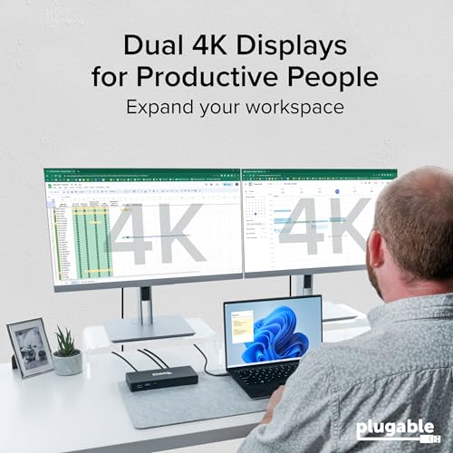 Plugable USB 3.0 Type C Docking Station UD-MSTH2 2xHDMI 4K 60Hz 65W