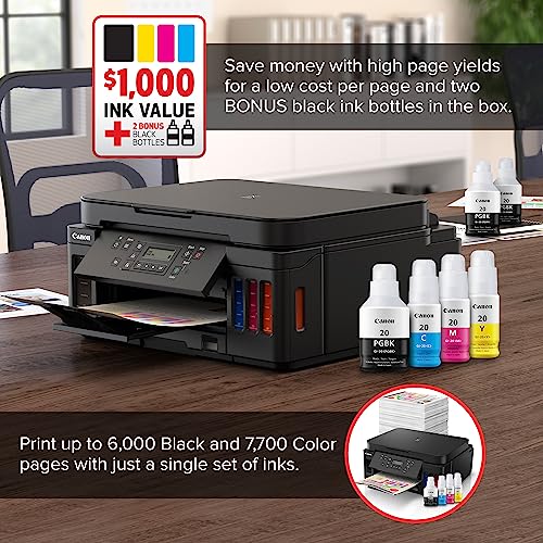 Canon PIXMA G6020 4800 x 1200 Color Inkjet Printer, Wireless, All-in-One