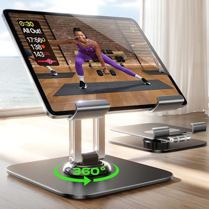 LISEN LS-2E559 Adjustable Tablet Stand for Desk - Tabletop Holder Compatible with 12.9" to 4.7" Devices - Portable and Adjustable - Black