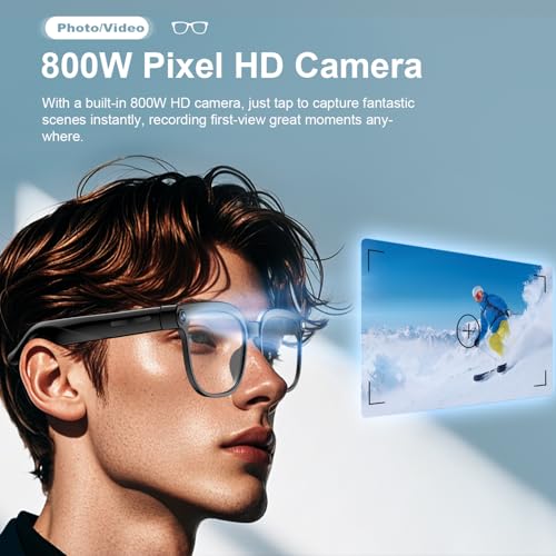 Bapick Smart Glasses 8MP Camera Open-Ear Black
