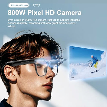 Bapick Smart Glasses 8MP Camera Open-Ear Black
