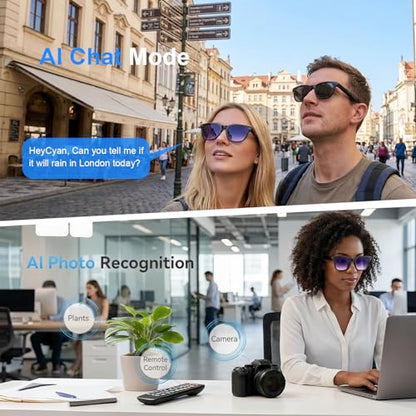 AMZISH 8MP Camera Sunglasses Bluetooth Connectivity Water Resistant Smart Glasses