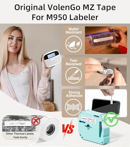 VolenGo M950 Label Maker 203 DPI Portable Inkless Rechargeable Monochrome Label Printer