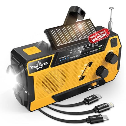 Yesiwtc 7400mWh Hand Crank Emergency Radio Model 090S Analog Portable Weather Device