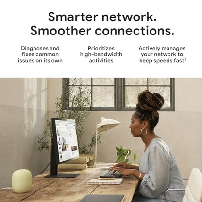 Google 3 Pack Nest Wifi Pro Model Number Nest Wifi Pro Wi-Fi 6E Tri-Band 6600 Sq. Ft. Coverage 1 Gbps Data Transfer Rate 4 Ports