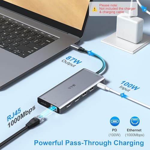 VVB 14-Port USB-C Laptop Docking Station Compatible with Dell/HP/Lenovo