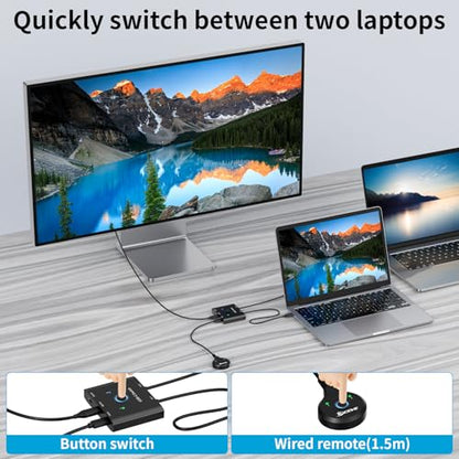 MLEEDA USB C Switch 2-way, 8K@60Hz, 4K@120Hz, Plug In