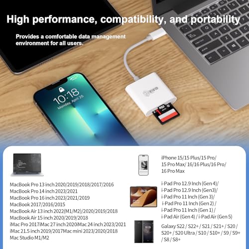 VIVID TECH 3.5" x 1.2" x 0.5" SD+microSD(TF) US Reader Dual Card Slots High Speed Transfer USB Type C Reader