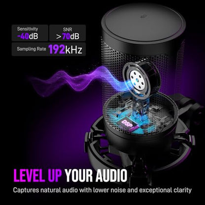 FIFINE AmpliGame A6T USB Condenser Microphone, Unidirectional, Boom Arm, Shock Mount, 16.54 x 6.42 x 4.29 inches.
