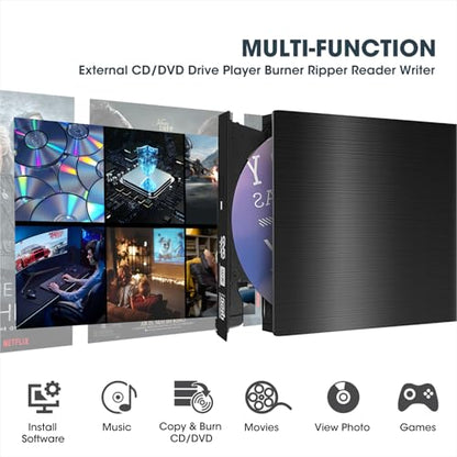 ROOFULL Portable External CD DVD Drive ECD819-SU3 USB 3.0