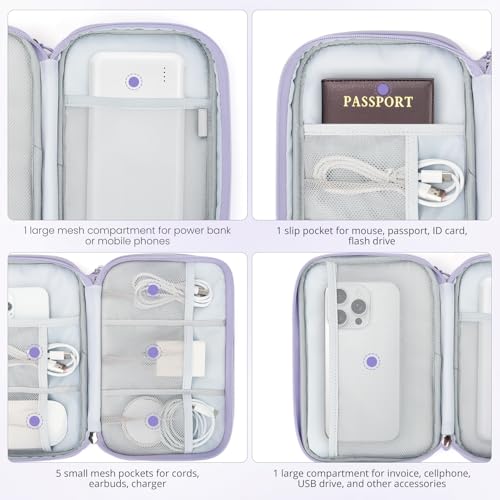 Skycase XL SK-US-J-OS-C-2811-TechBag-Pur Zipper Hand Strap 8 Compartments Gourd Pattern-Purple Travel Accessory