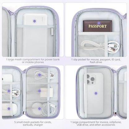 Skycase XL SK-US-J-OS-C-2811-TechBag-Pur Zipper Hand Strap 8 Compartments Gourd Pattern-Purple Travel Accessory