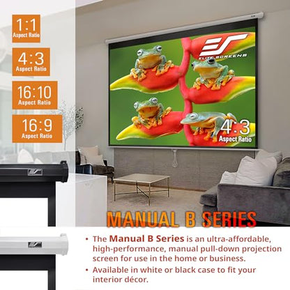Elite Screens 100-INCH M100H 16:9 Manual Pull-Down Projection Screen