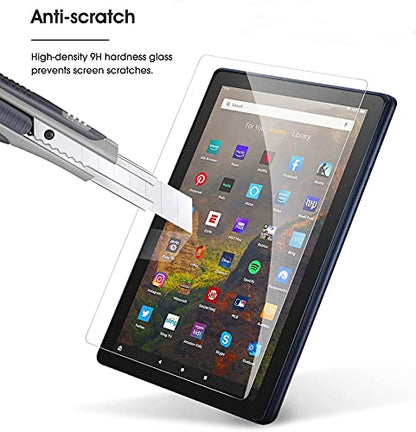 TiKeDa 10.1 Inches Tempered Glass Screen Protector for Fire HD 10 2021/2023 Model 9H
