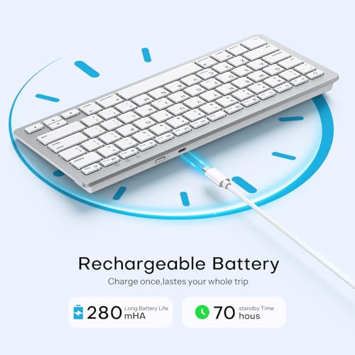 OMOTON Compact Wireless Bluetooth Keyboard with Adjustable Stand for iPad