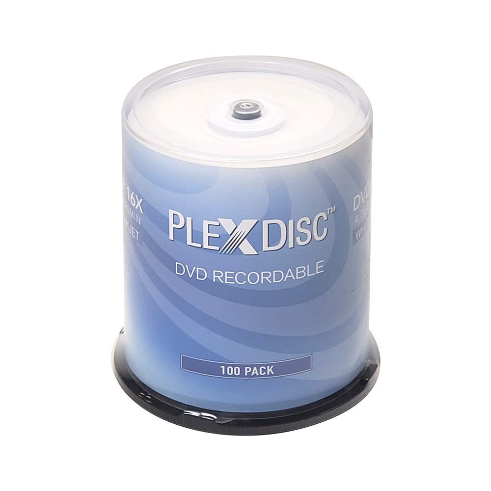 PlexDisc 4.7GB 16X 100 Count DVD-R Media Storage Capacity