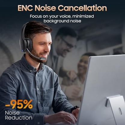 Necode A19 Bluetooth Headset with Microphone - Wireless - On Ear - Black