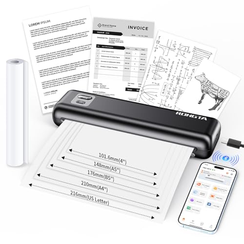 Rongta 8.5" x 11" Portable Thermal Printer F82-BK Monochrome 70 ppm Bluetooth USB