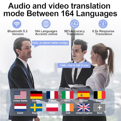 Niderson J51 Cables Wireless Earbuds Bluetooth 5.3 Language Translator Earbuds