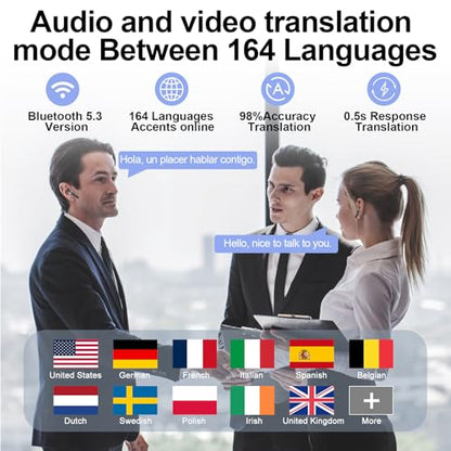 Niderson J51 Cables Wireless Earbuds Bluetooth 5.3 Language Translator Earbuds