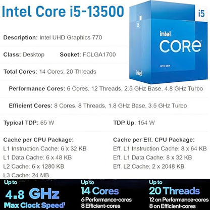 HP Pro Tower 290 G9 Desktop PC, Intel Core i5-13500, 32GB RAM, 1TB SSD, Integrated Graphics, Windows 11 Pro
