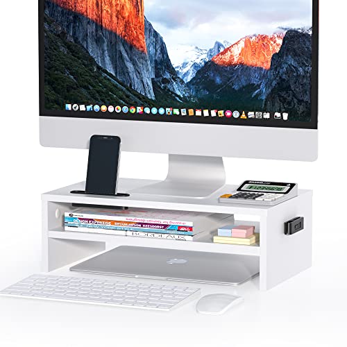 BONTEC 16.54 x 9.25 x 5.59 inches MTR-S2-WH Computer Monitor Stand