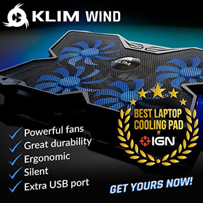 KLIM K2N Laptop Cooling Pad 4 Fans 1200 RPM Plastic Blue Electronics