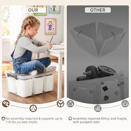 Citylife 17QT Plastic Storage Bin Clear White Stackable Organizer Containers for Tools and Crafts