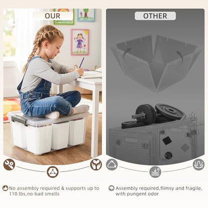 Citylife 17QT Plastic Storage Bin Clear White Stackable Organizer Containers for Tools and Crafts