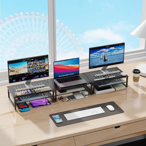 gianotter 14.5" x 10" x 5.5" D-3 Alloy Steel Monitor Stand Riser with 2-Tier Design