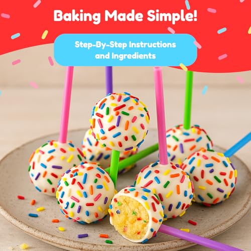 Little GF Chefs 12 Count Confetti Cake Pop Kit DIY Baking Supplies for Kids