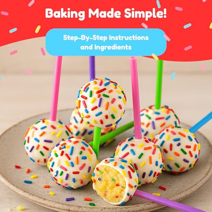 Little GF Chefs 12 Count Confetti Cake Pop Kit DIY Baking Supplies for Kids