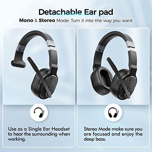 COSMUSIS BH654A Over Ear Bluetooth Headphones Black Wireless Passive Noise Cancellation 50 Hours Battery Life