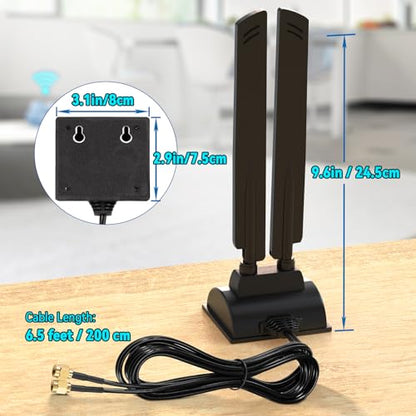 Eightwood Tri-Band WiFi 6E Antenna EWUA0197 2.4GHz 5GHz 6GHz Magnetic Mount Base