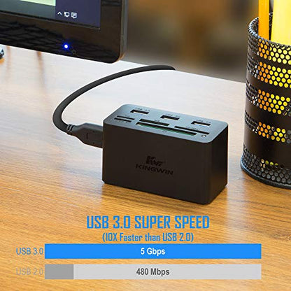 Kingwin KWCR-801U3 Super Speed USB 3.0 Hub and Card Reader Combo