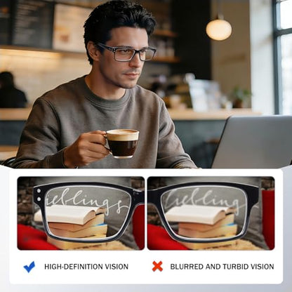 NORPERWIS 5 Pairs Reading Glasses 52mm Lens Width 18mm Bridge Width 140mm Arm Length Plastic Full Rim Rectangular