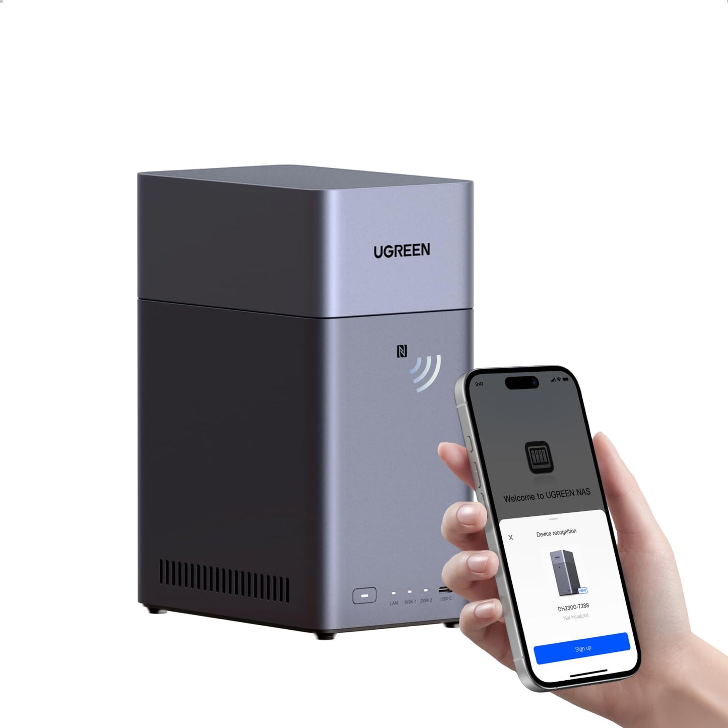 UGREEN 64TB DH2300 Diskless External NAS, 1GbE, Mechanical Storage, Ethernet & USB Interface, 7200RPM, Designed for Personal Use
