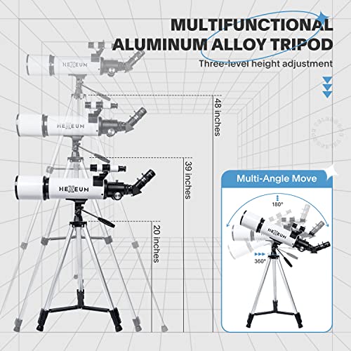 Koolpte 80mm AZ80600 600mm Manual Focus Altazimuth Mount Telescope